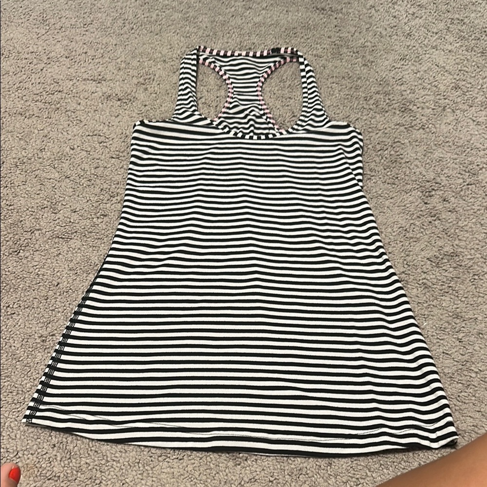 lululemon athletica Black and White Striped Tank Top